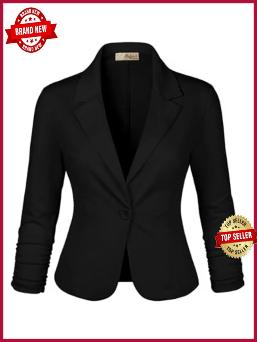 Ponte Cardigan Blazer 3/4 Scrunch Sleeve Business Casual Blazer